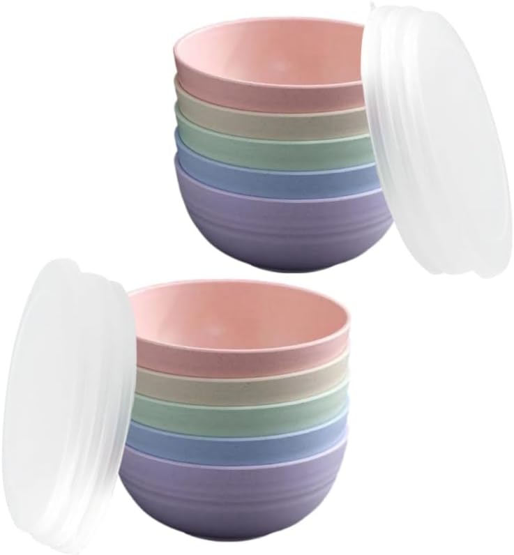 falichchch 10 Pack Unbreakable Wheat Straw Bowls with Lid 26 OZ Cereal Bowls for Kitchen Dishwasher Safe Soup and Salad Bowls Reusable microwave bowl for Ice CreamSnack and Fruits - Image 2