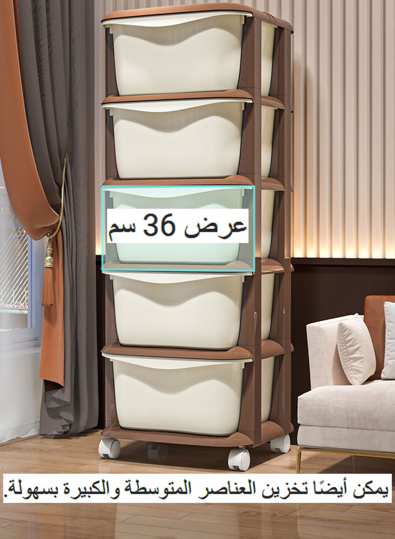 ويمارت برج الأدراج، عربة تنظيم تخزين بلاستيكية شفافة من 5 طبقات، أدراج تنظيمية شديدة التحمل للمنزل وغرفة النوم وتنظيم الخزانة - Image 5