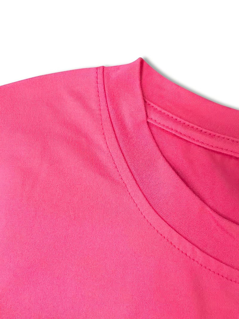Daisy Pattern Women'S Y2K Geometric Short Sleeve T - Shirt, White, Loose Fit, Fabric, 180Gm2, Suitable for Spring\u002FSummer Seasons - Rose Red / S - Image 3