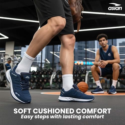 ASIAN COSKO-21 Men s Sports Shoes | Stylish Sneakers Lightweight, Breathable, Cushioned Sole, Durable Grip | Perfect for Running, Walking & Gym Blue(Blue)-UK 7 - Image 4