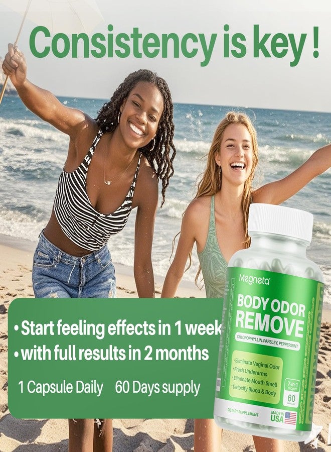 MEGNETA Body Deodorizing Supplement, Natural Internal Odor Control Pills for Men & Women, Chlorophyll Capsules for Skin, Breath and Gut Health (60 Capsules) - Image 3