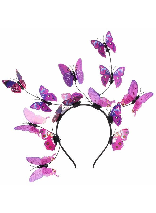 Coucoland Butterfly Fascinator Hat Monarch Butterfly Headband Crown Tea Party Halloween Costume Headpiece, A-purple, One size - Image 1