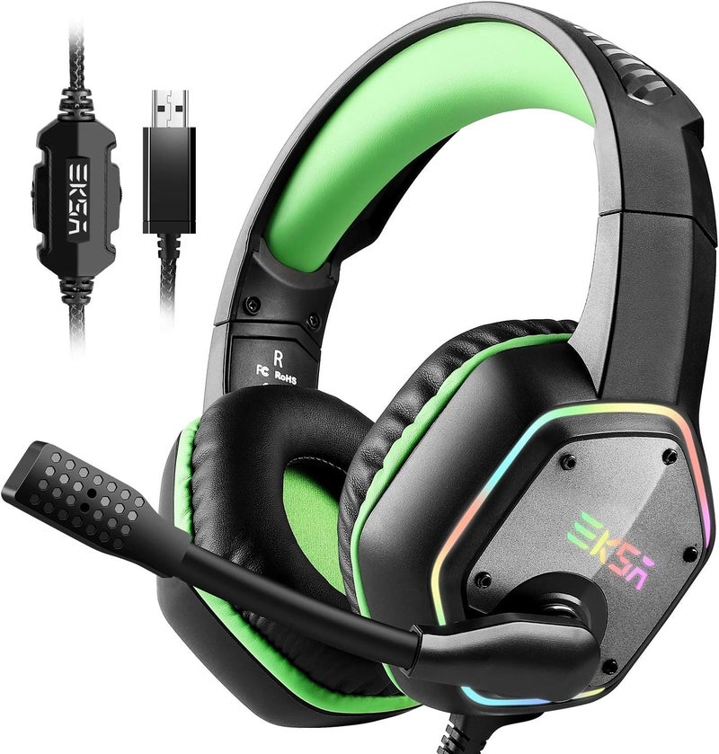 EKSA E1000 Gaming Headset, Computer Headphones with Noise Canceling Mic & RGB Light, Compatible with PC, PS4, PS5, Laptop - Image 1