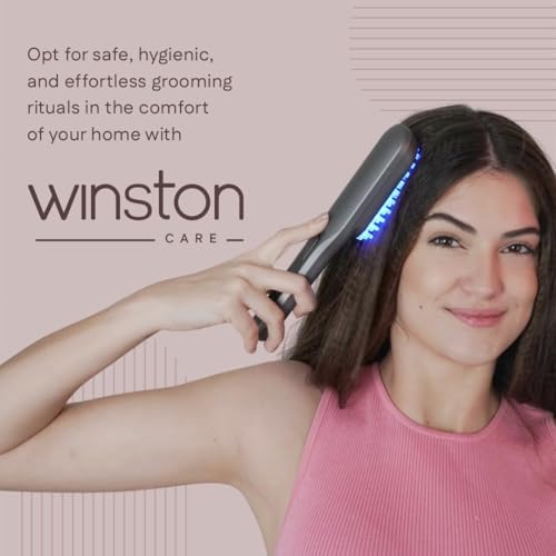 WINSTON مشط وينستون LED لنمو الشعر مع علاج الضوء الأحمر والأزرق ورأس مساج بالاهتزاز | علاج فروة الرأس، التحكم في تساقط الشعر | جهاز فك تشابك كهربائي قابل لإعادة الشحن للرجال والنساء | لجميع أنواع الشعر | ضمان لمدة سنة (رمادي) - Image 2