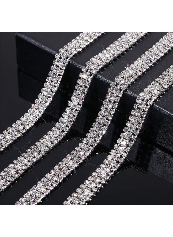 Hicarer 3 Rows Crystal Rhinestone Chain Rhinestone Strips Chain Trim for Sewing Craft, DIY, Wedding, Jewelry, Decoration (White Rhinestone with Silver Base,3 Yard x 0.47 Inch) - pzsku/Z6134B7A3AFA92F5B029EZ/45/_/1732283797/c6655e2f-2af6-4e6b-9243-f352a3685169