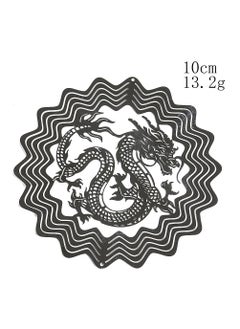 Generic Cross-border Metal Dragon Bone Spinning Wind Chimes 3D Dragon Roof Space Heart Garden Courtyard Decoration Hanging Ornaments Flower-shaped Chinese Dragon silver iron sheet (without rope) 