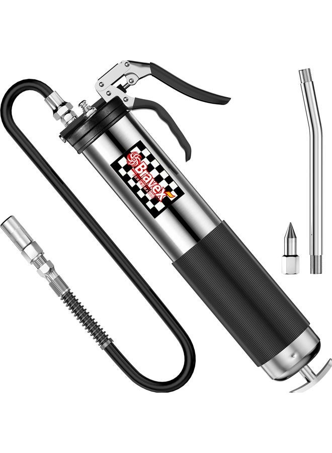 Bravex Heavy Duty Professional Pistol Grip Grease Gun 6000 PSI - 18 inch Flex Hose … - Image 1