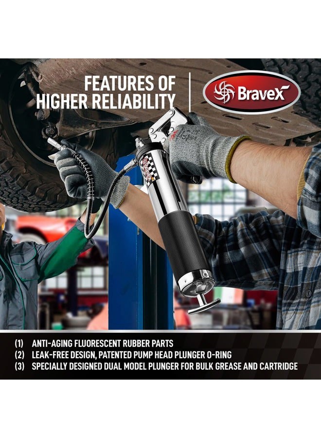 Bravex Heavy Duty Professional Pistol Grip Grease Gun 6000 PSI - 18 inch Flex Hose … - Image 4