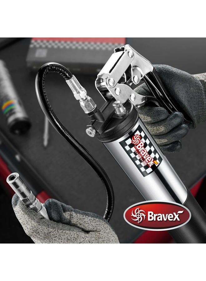 Bravex Heavy Duty Professional Pistol Grip Grease Gun 6000 PSI - 18 inch Flex Hose … - Image 3