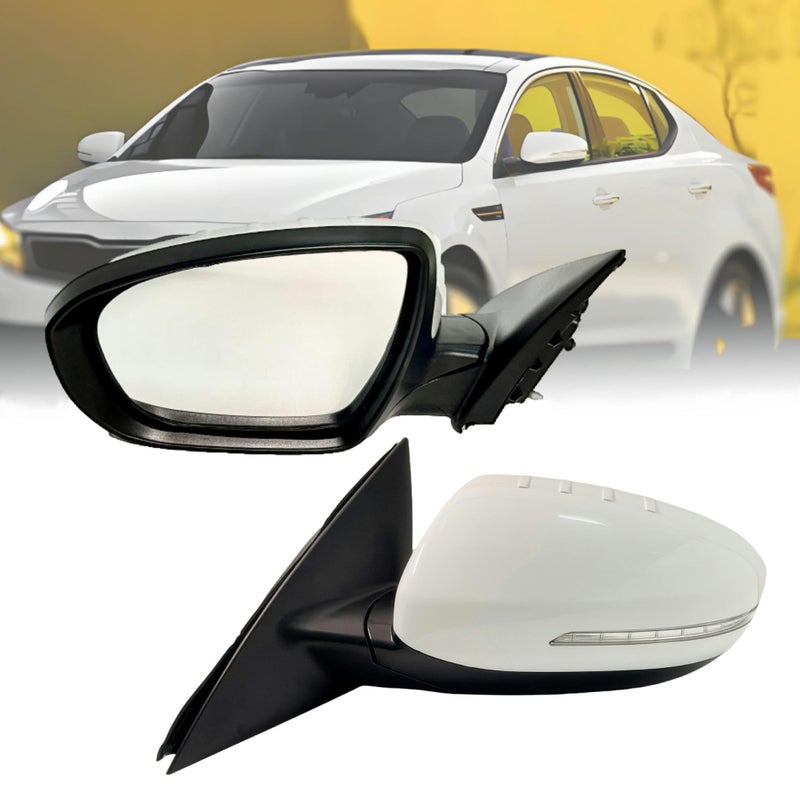 Left Driver Side Mirror Compatible with 20112013 Kia Optima Rear View Mirror With Inhousing Signal Light Manual Folding Power Glass NonHeated