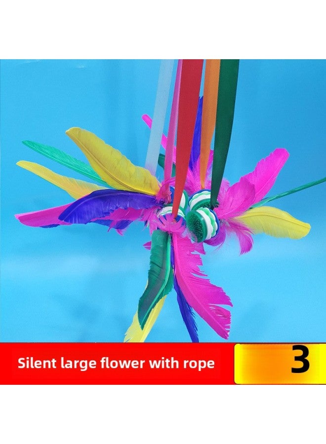 Shuttlecock Children's Primary School Competition Special Kindergarten With Rope Kicking Shuttlecock Chicken Feather Key Adult Fitness Shuttlecock-Color:Pack Of 10: Free Sports Bracelets-Specifications:Silent Flower Shuttlecock Sling  - Image 1
