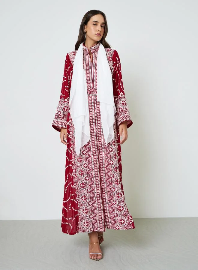 Maxim Creation  Embroidered Jalabiya with Inner Dress and Belt for Women | Best Price UAE