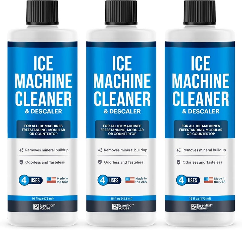 Essential Values Ice Machine Cleaner and Descaler 16 fl oz - Ice Maker Cleaner Compatible with All Major Brands (Scotsman, KitchenAid, Affresh, Opal, Manitowoc) - 3 pack Sanitizer - Image 1