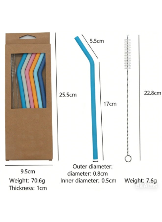 Reusable Silicone Straws - Bendy Drinking Straw with Cleaning Brush - Collapsible and Bendable Travel Straw for Kids - Dishwasher Safe, Food-Safe - Set of 6 - Image 2