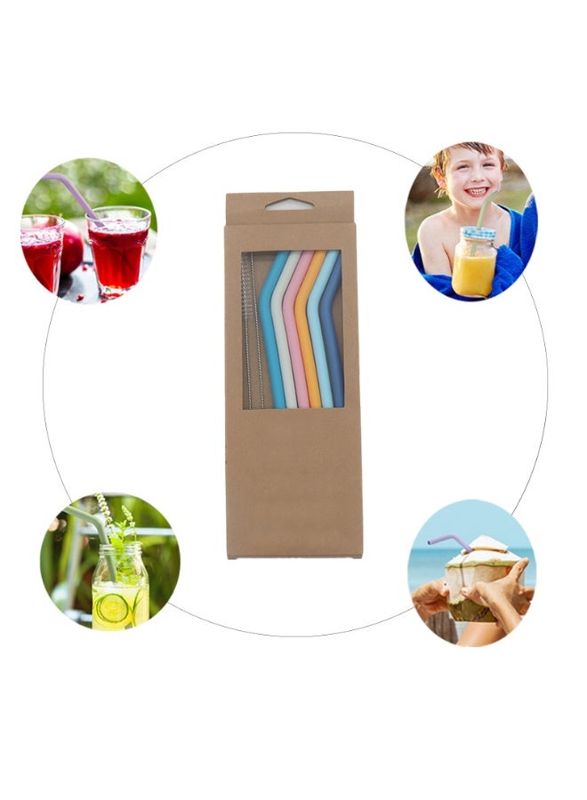 Reusable Silicone Straws - Bendy Drinking Straw with Cleaning Brush - Collapsible and Bendable Travel Straw for Kids - Dishwasher Safe, Food-Safe - Set of 6 - Image 4