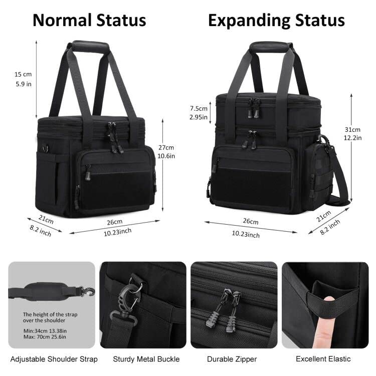 Gafetrey Tactical Lunch Box for Men, Insulated Bag Adult, Thermal Lunchbox Leakproof Waterproof Cooler Bag, Dual Compartment tote, Large Pail Work Office Camping Travel(Black Camo) - Image 3