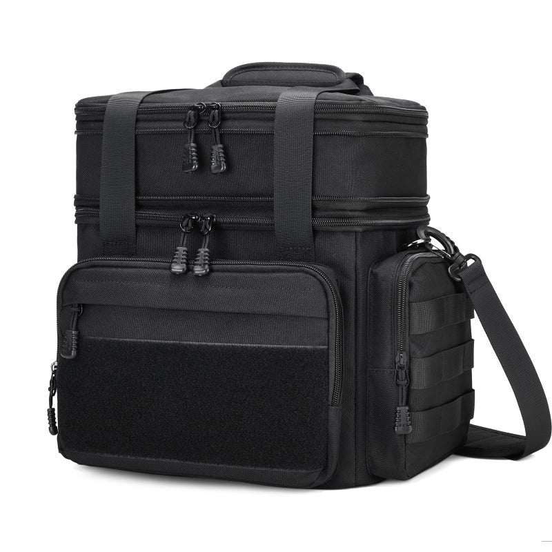 Gafetrey Tactical Lunch Box for Men, Insulated Bag Adult, Thermal Lunchbox Leakproof Waterproof Cooler Bag, Dual Compartment tote, Large Pail Work Office Camping Travel(Black Camo) - Image 1