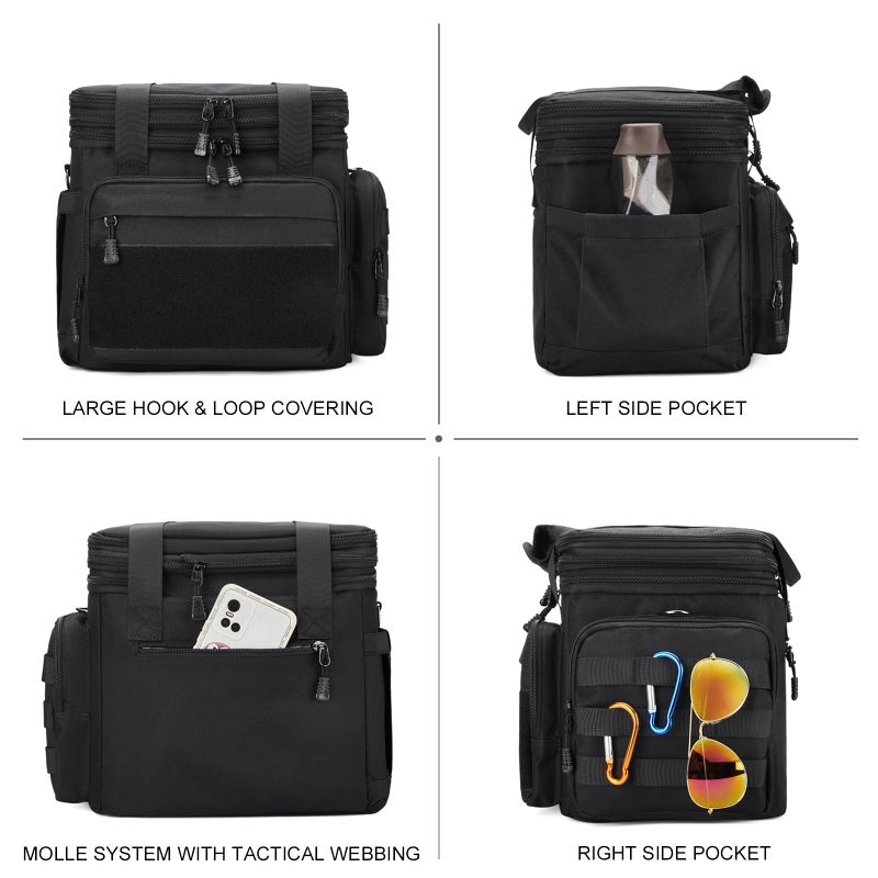 Gafetrey Tactical Lunch Box for Men, Insulated Bag Adult, Thermal Lunchbox Leakproof Waterproof Cooler Bag, Dual Compartment tote, Large Pail Work Office Camping Travel(Black Camo) - Image 4