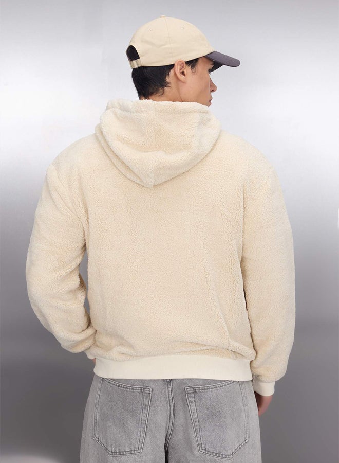 trendyol Beige Regular/Normal Cut Full Zipper Pocket Polar Fleece Thick Sweatshirt-Cardigan - Image 4
