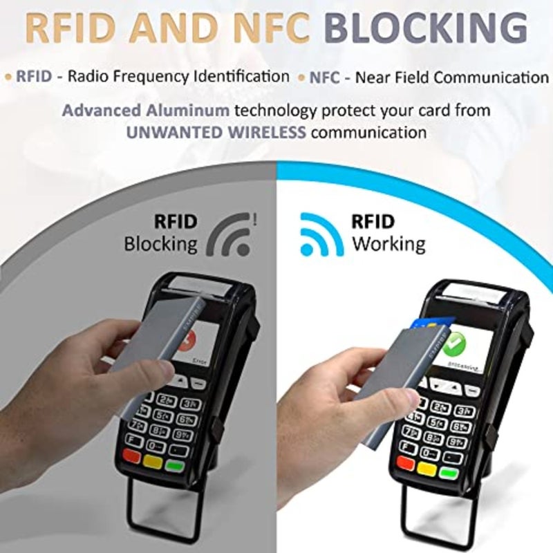 محفظة رفيعة لحمل بطاقات RFID/NFC للاستخدام اليومي، جلد فاخر، أسود، تصميم بسيط للغاية - Image 4