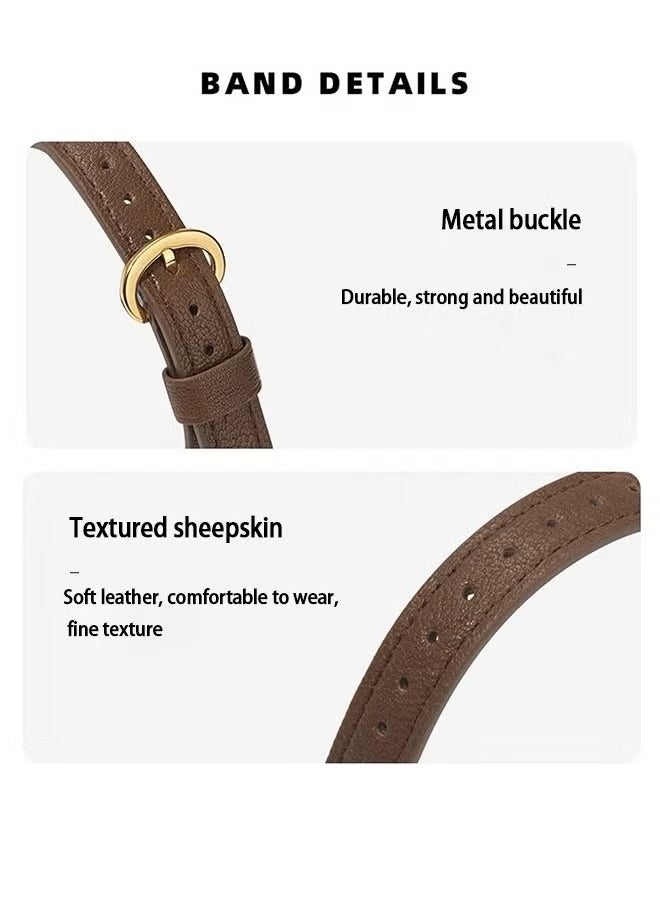 Generic - Apple Watch Leather Band, Compatible with Apple Watch Band 42mm 44mm 45mm 46mm 49mm Women, Top Grain Genuine Leather Strap Thin Watch Wristband for iWatch Series10 9 8 7 6 5 4 3 2 1 SE Ultra 2 Brown - Image 1