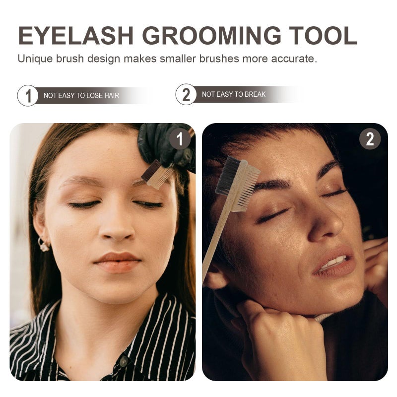 Multi Effect Wooden Eyebrow Brush And Trimming Tool Double Ended Brow Eyelash Grooming Comb For Precise Styling Edge Definition Women - Image 4