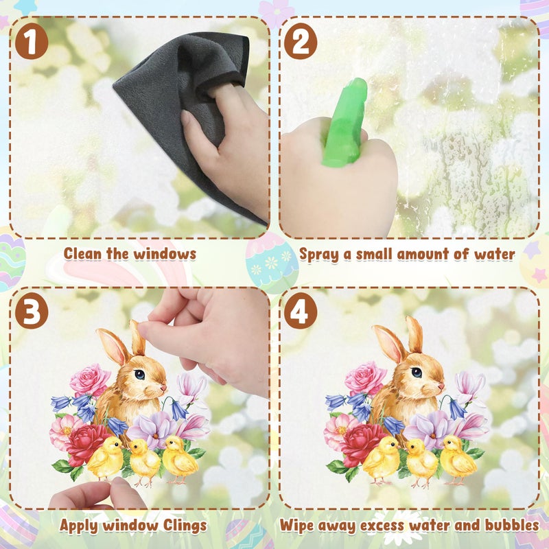 Traplace 9 Sheets Easter Window Clings, 87 PCS Watercolor Easter Party Decorations with Bunny Egg Flower, Double Sided Egg Window Decals Stickers for Spring Decor Home Office Party Supplies - Image 4