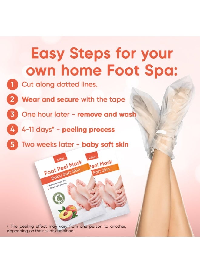 CELOR Foot Peel Mask - Foot Mask for Baby Soft Skin - Remove Dead Skin, Dry, Cracked Feet & Callus, Foot Spa, Made with Aloe Vera Extract for Women and Men (2 Pairs Peach)  - Image 4