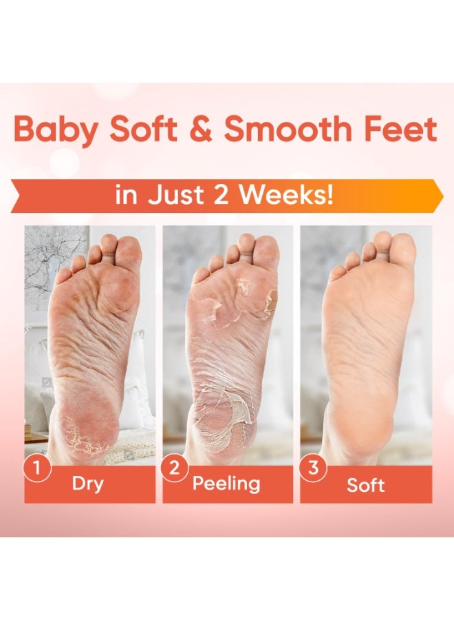 CELOR Foot Peel Mask - Foot Mask for Baby Soft Skin - Remove Dead Skin, Dry, Cracked Feet & Callus, Foot Spa, Made with Aloe Vera Extract for Women and Men (2 Pairs Peach)  - Image 2