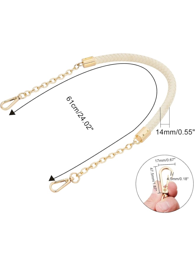 2 Strand Shoulder Strap for Women Handbags, Replacement Straps with Buckles, Chain for Handbag, Replacement Chain Strap, DIY Shoulder Bag Accessories(Beige,61cm)  - Image 2