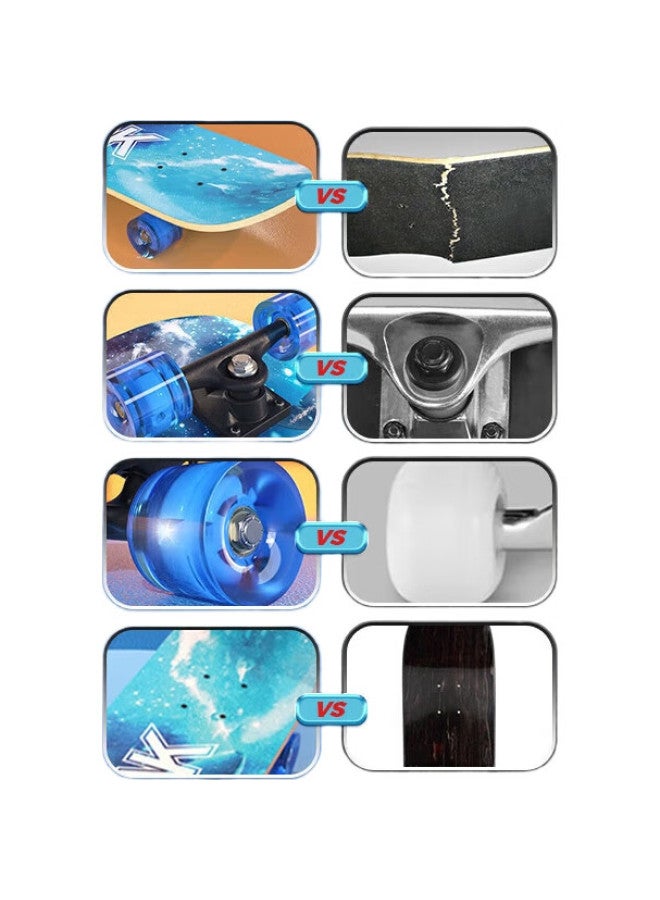 PEAK Children'S Skateboard And Roller Skates, Double-Warped Board For Boys And Girls, Professional Action Style, Light-Up Skateboard With Protective Gear Set, Ocean Blue - Image 1