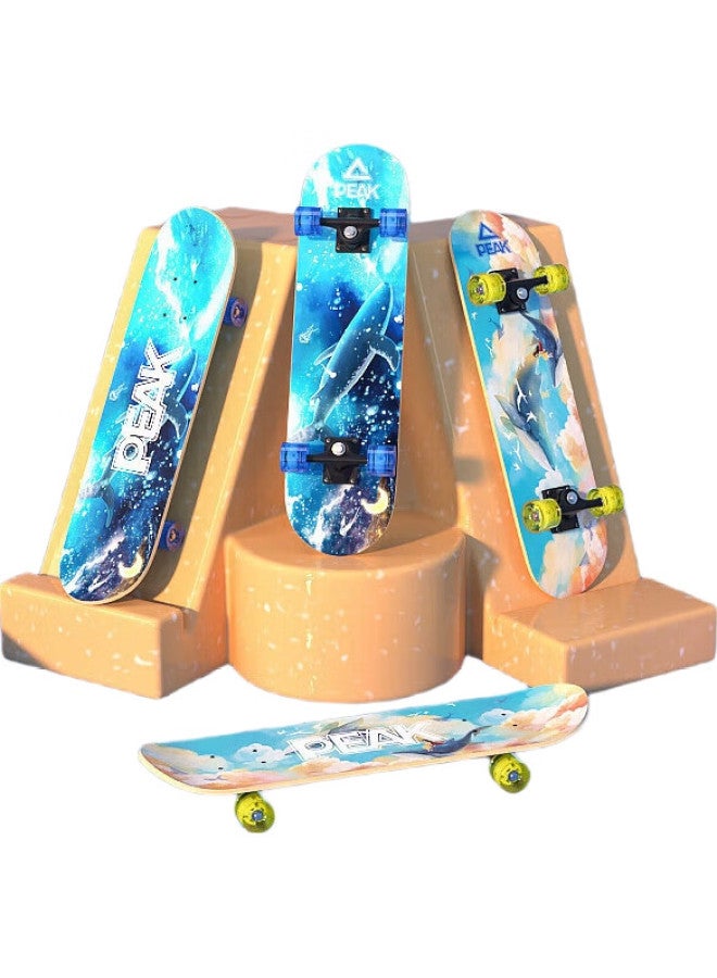 PEAK Children'S Skateboard And Roller Skates, Double-Warped Board For Boys And Girls, Professional Action Style, Light-Up Skateboard With Protective Gear Set, Ocean Blue - Image 3