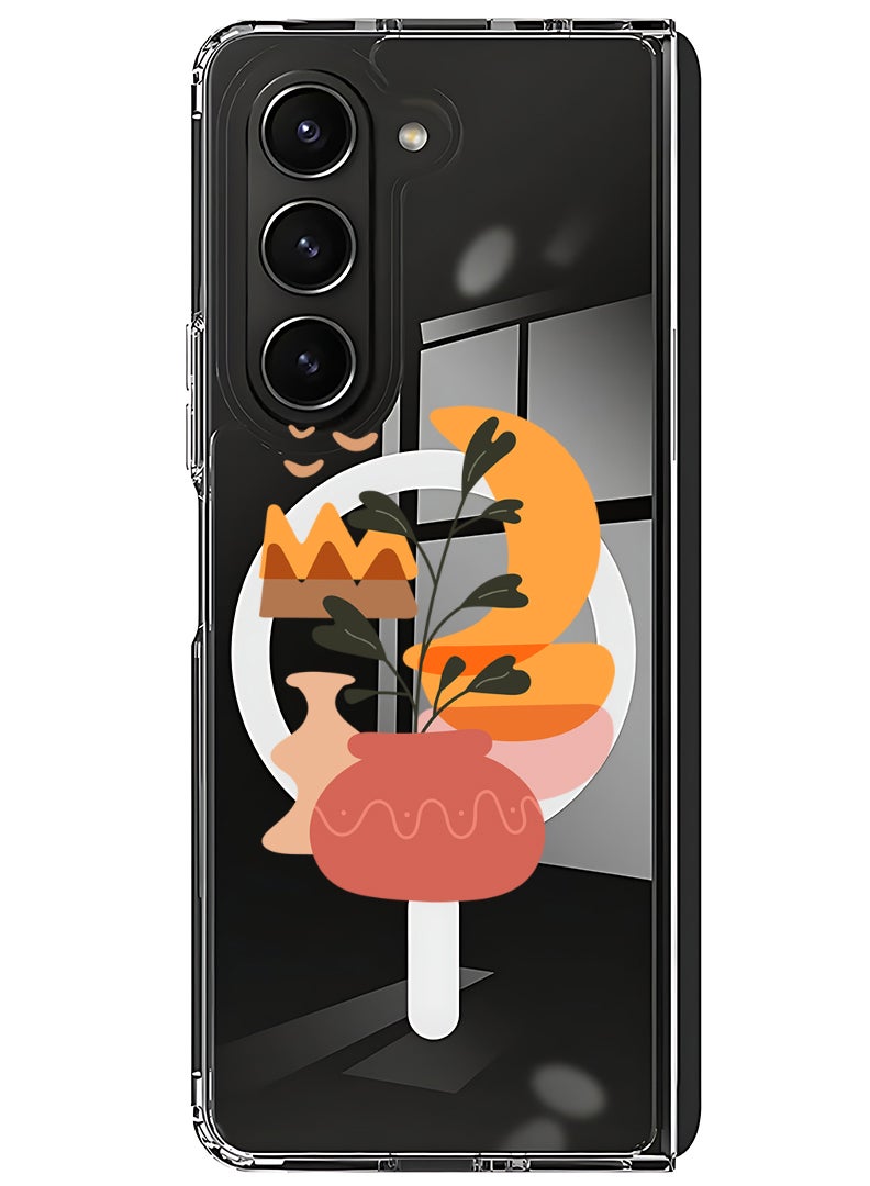 Theodor Magnetic Case for Samsung Galaxy Z Fold 5 Compatible with MagSafe Wireless Charging, Shockproof Phone Bumper Cover Vase in moonlight - Image 1