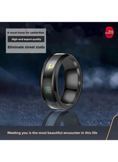 Generic Temperature Sensitive Color Changing Ring For Men's Personality Trendy Intelligent Titanium Steel Waterproof Color-free Couple Temperature Ring Ring For Women-Colour:Smart Temperature Sensing Ring [black] Size 10 Finger Circumference 62.1mm  - Image 1
