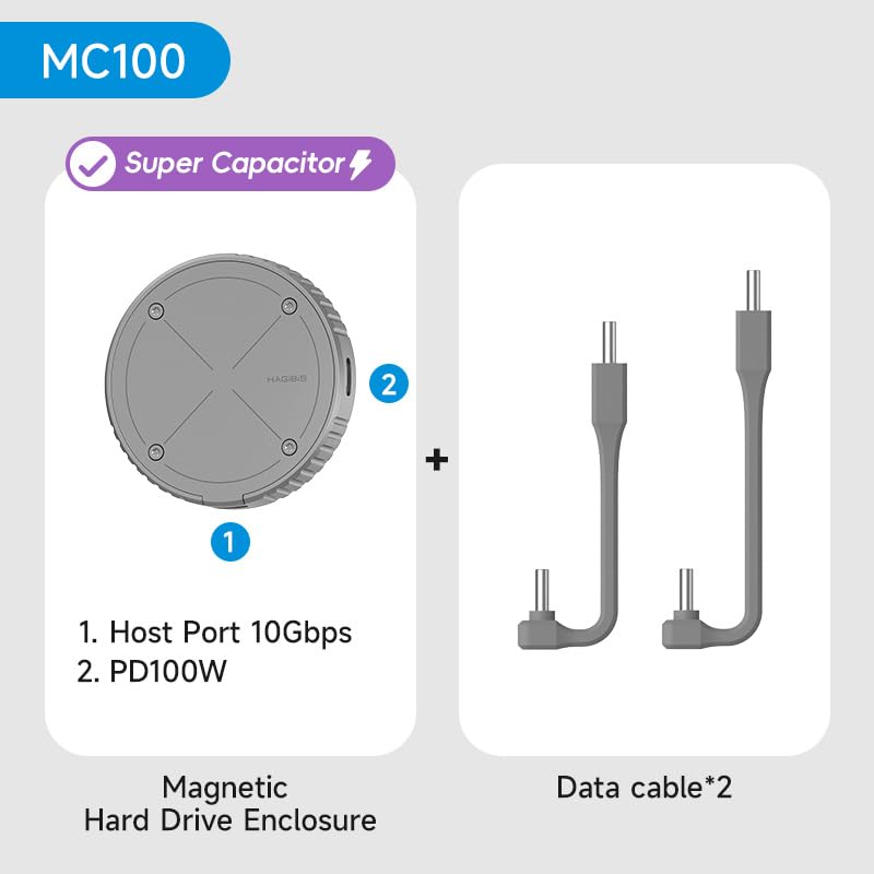 Hagibis Magnetic M2 2230 NVMe SSD Enclosure with Magsafe for iPhone 17 16 15 Pro Max ProRes USB C 32 Gen2 10Gbps to NVMe Adapter Aluminum External SSD Case for MacBook iPad Pro Android MC100 - Image 3