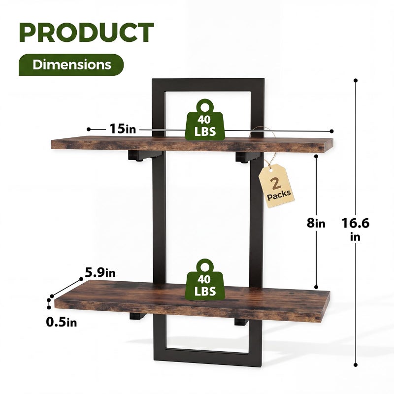 Bamworld Floating Shelves for Wall Planters for Indoor Plants Hanging Shelves Plant Holder Wall Decor Plant Stand Indoor for Plant Hangers Indoor for Living Room Bedroom Bathroom 2-Pack Brown - Image 3