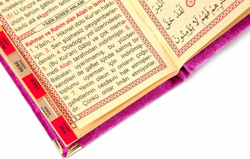 ايهفان 20 Pieces Velvet Covered Bag Size Yasin Book Transparent Box with Name of Allah Plate with Prayer Beads Fuchsia 1117