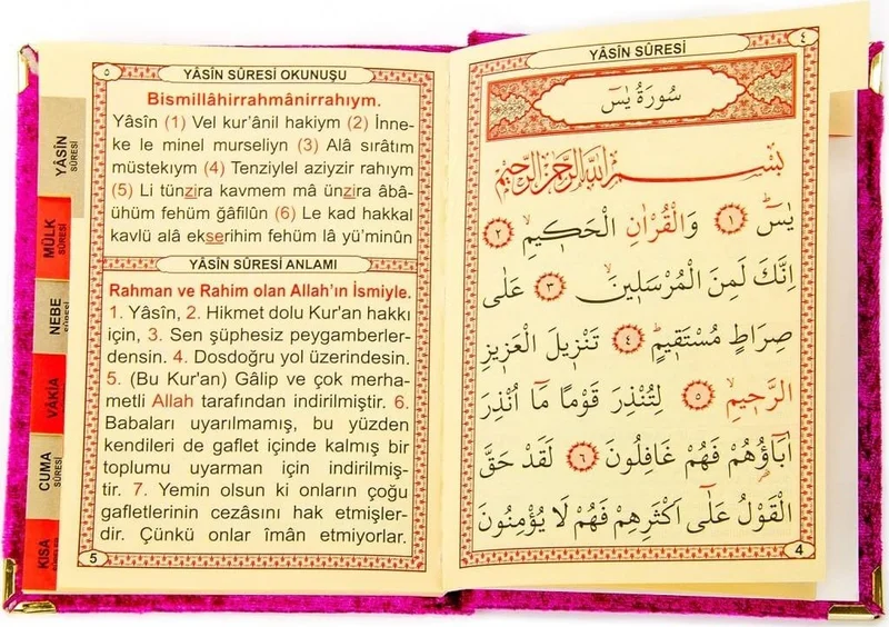 ايهفان 20 Pieces Velvet Covered Bag Size Yasin Book Transparent Box with Name of Allah Plate with Prayer Beads Fuchsia 1117