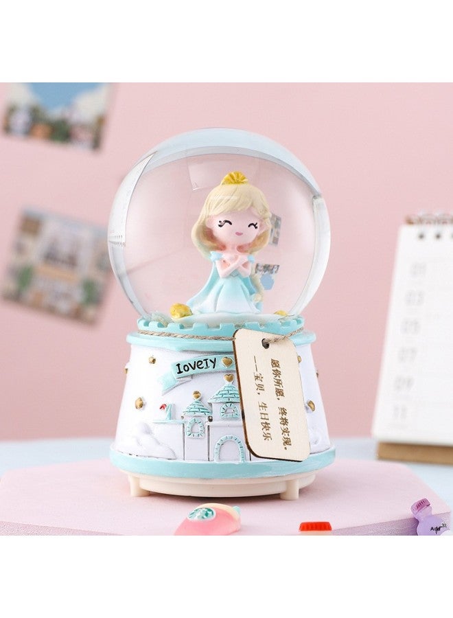 Crystal Ball Music Box Princess Aisha Music Box Ornaments Children's Day Birthday Gift For Little Girls Graduation-Color:Castle Princess Pink + Lantern Music 【medium Hand Crank Snowflake】 - Image 2