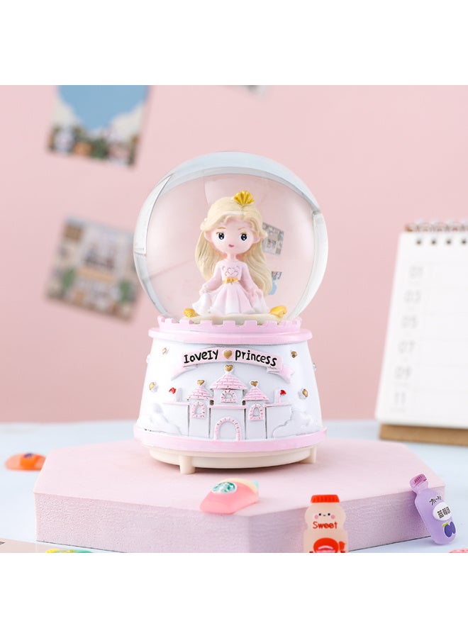 Crystal Ball Music Box Princess Aisha Music Box Ornaments Children's Day Birthday Gift For Little Girls Graduation-Color:Castle Princess Pink + Lantern Music 【medium Hand Crank Snowflake】 - Image 1