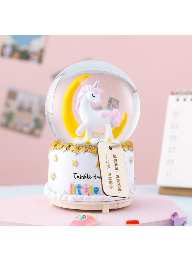 Crystal Ball Music Box Princess Aisha Music Box Ornaments Children's Day Birthday Gift For Little Girls Graduation-Color:Castle Princess Pink + Lantern Music 【medium Hand Crank Snowflake】 - Image 3