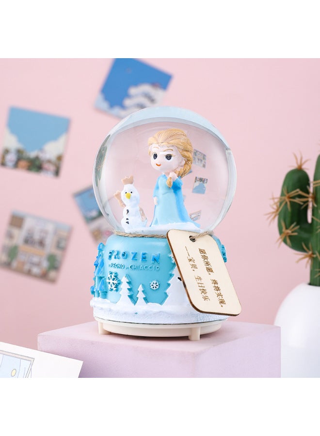 Crystal Ball Music Box Princess Aisha Music Box Ornaments Children's Day Birthday Gift For Little Girls Graduation-Color:Castle Princess Pink + Lantern Music 【medium Hand Crank Snowflake】 - Image 4