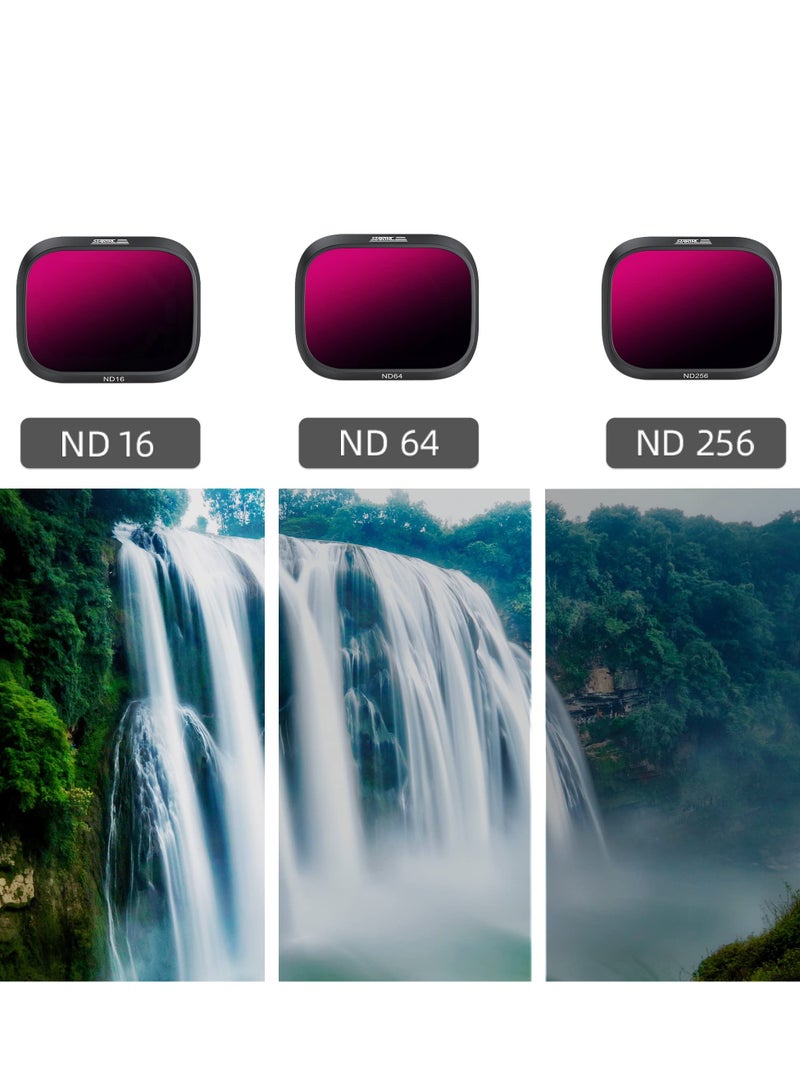 Zikra Drone Accessories ND Filters Compatible with DJI Mini 3 Pro/RC, Multi Coated Filters 3 Pack Standard ND16+ND64+ND256 Beautify Photography Lens Filter - Image 2