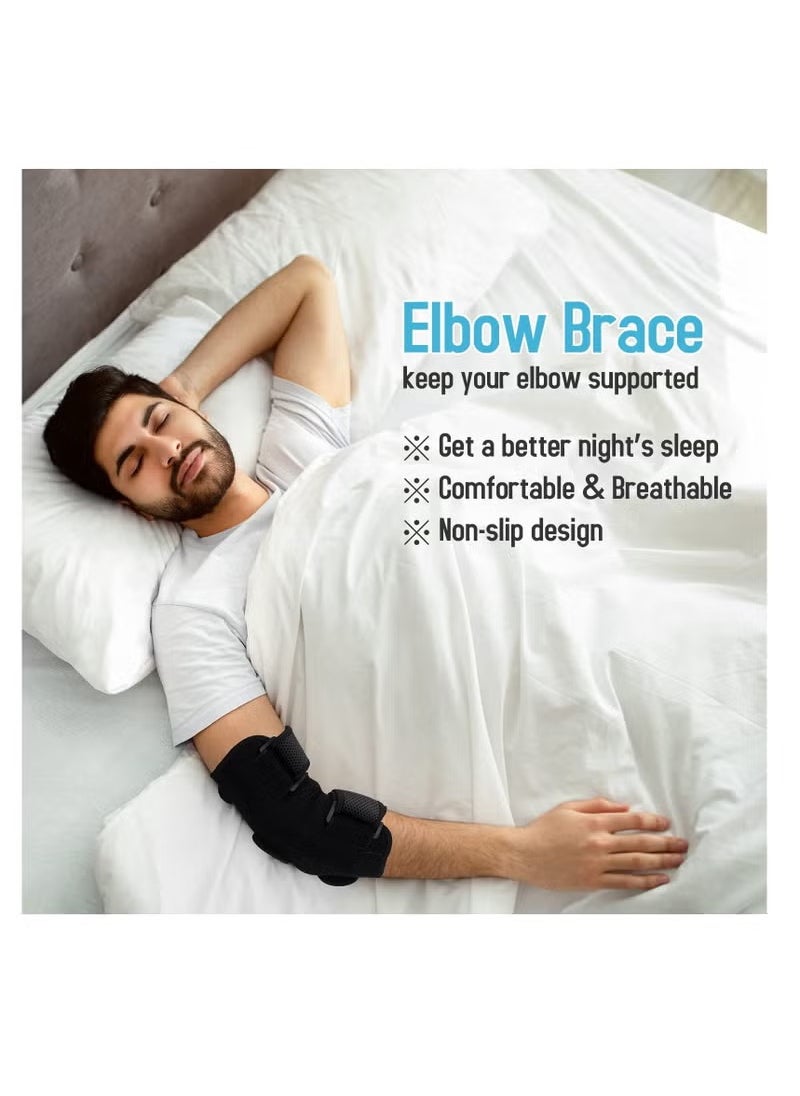 Generic Elbow Brace, Comfortable Night Elbow Support, Adjustable Elbow Stabilizer, for Sleep Elbow Splint, with 2 Removable Metal Splints for Cubital Tunnel Syndrome, Tendonitis, Ulnar Nerve, Tennis  - Image 3