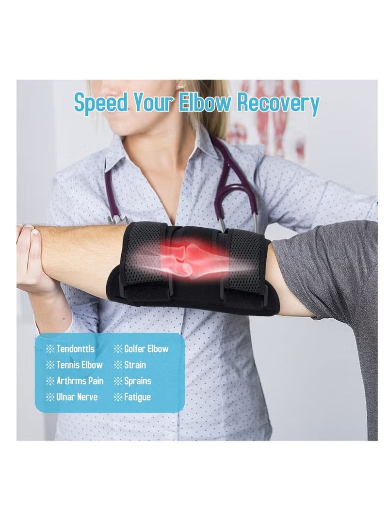 Generic Elbow Brace, Comfortable Night Elbow Support, Adjustable Elbow Stabilizer, for Sleep Elbow Splint, with 2 Removable Metal Splints for Cubital Tunnel Syndrome, Tendonitis, Ulnar Nerve, Tennis  - Image 2