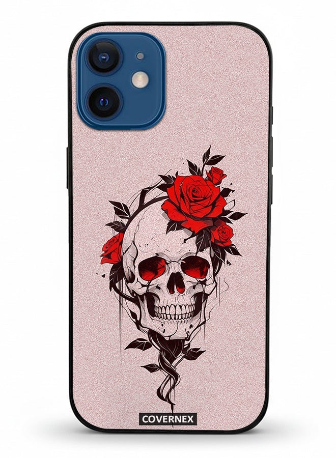 Covernex Apple iPhone 12 Mini Protective Case Cover Printed Featuring Fine Line Art with Rose - Image 2