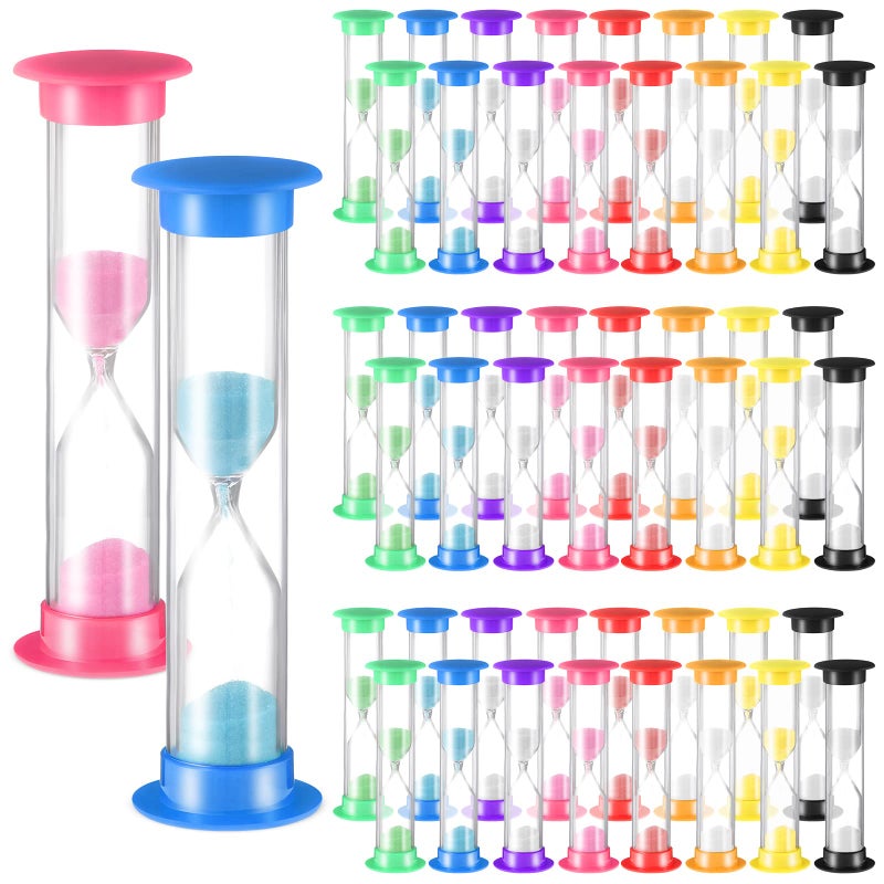 Queekay 48 Pcs 2 Minute Sand Timer for Kids Mini Hourglass Bulk Sand Clock Timer for Adult Kids in Classroom Kitchen Games Office SchoolColorful