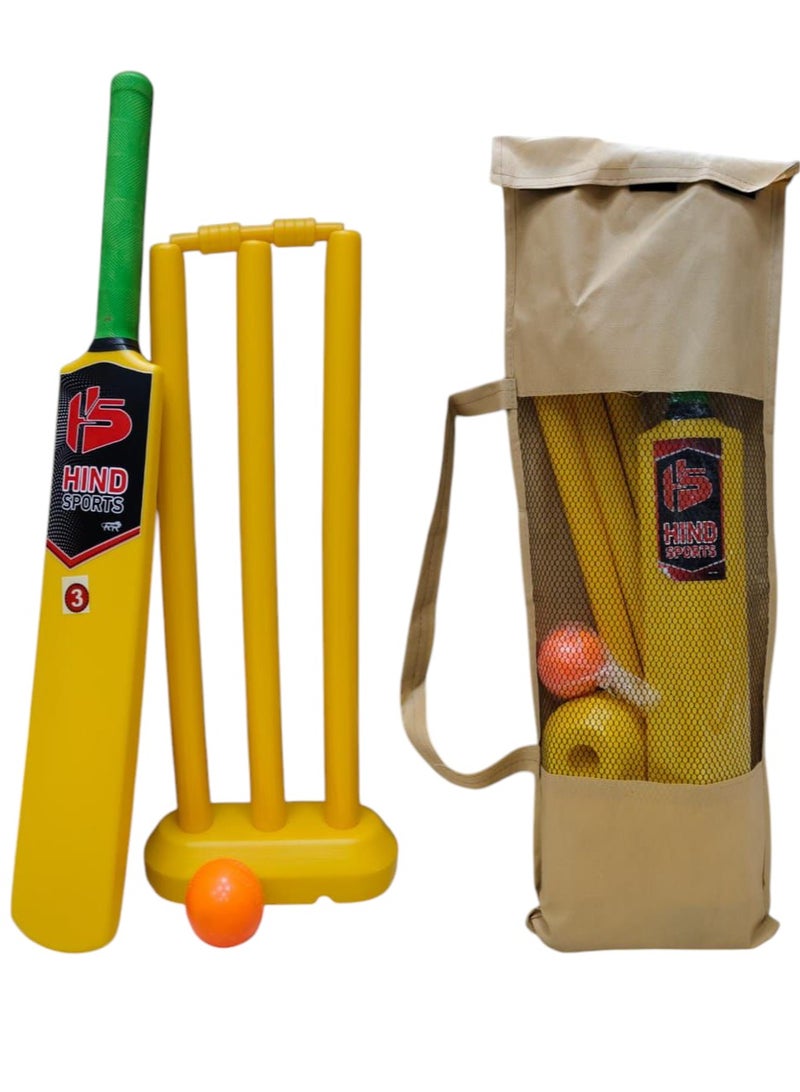 HS Kids Cricket Set – Size 3 | Moulded Plastic Bat with Rubber Grip, Soft Ball & Wicket Stumps | All-Weather Play Set for Children Ages 4-8 - Image 2