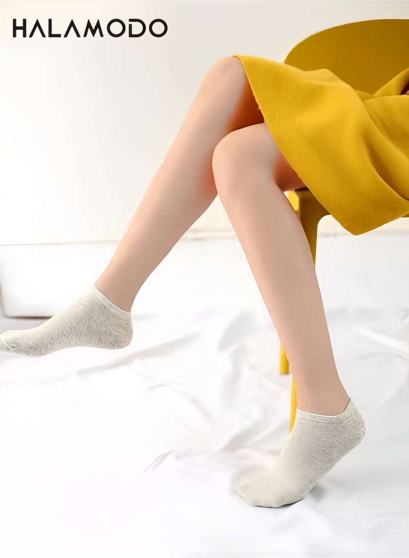 هالامودو 10 أزواج من الجوارب النسائية القطنية المرنة بطول الكاحل، جوارب جمالية، جوارب لطيفة، جوارب خفيفة الوزن منخفضة القطع، جوارب غير ظاهرة بألوان متعددة - Image 2