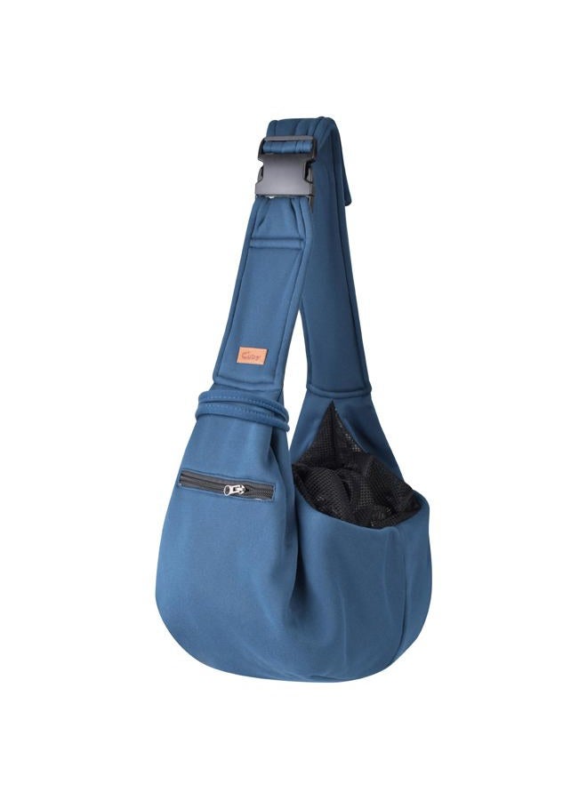 CUBY Cat and Dog Sling Carrier - Small Pet Carrier Sling with Adjustable Strap & Zip Pocket, Hands Free Soft Dog Slings for Cats, Puppies, Outdoor Travel Safety Purse Bag (Navy Blue) - Image 1